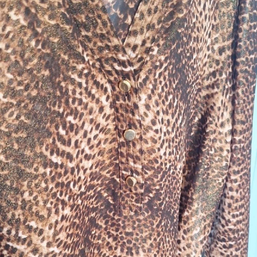 Cache Leopard Print V-Neck Blouse - image 5